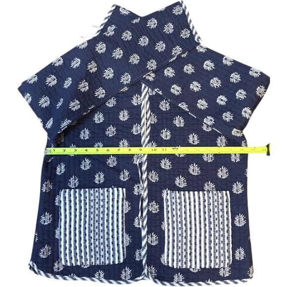 NWT Vineyard Vines Women's Reversible Quilted Jacket Navy Leaf Print Pockets S - Picture 9 of 13